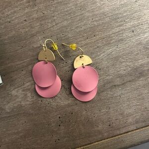 Pink and Gold Dangle Earrings